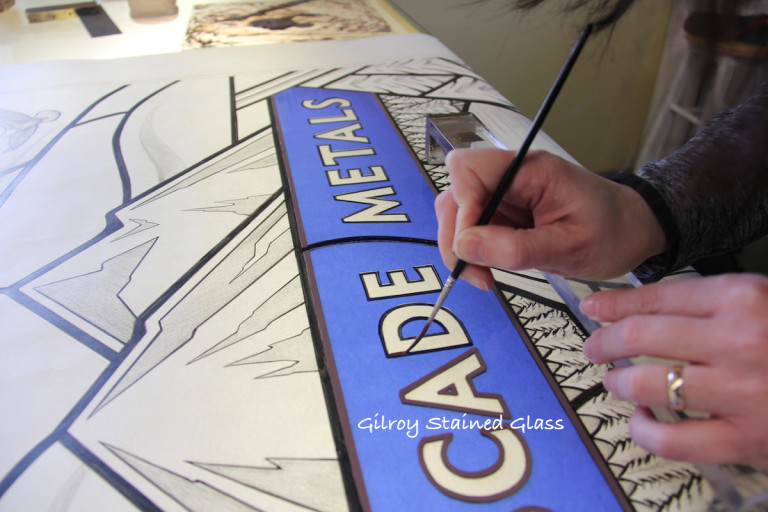 Linework for Cascade project©Gilroy Stained Glass