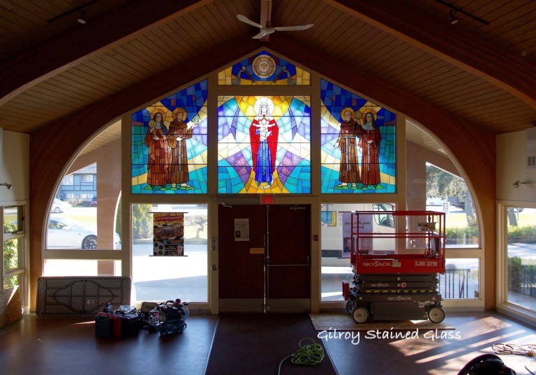 Installing at St Joseph Worker©Gilroy Stained Glass