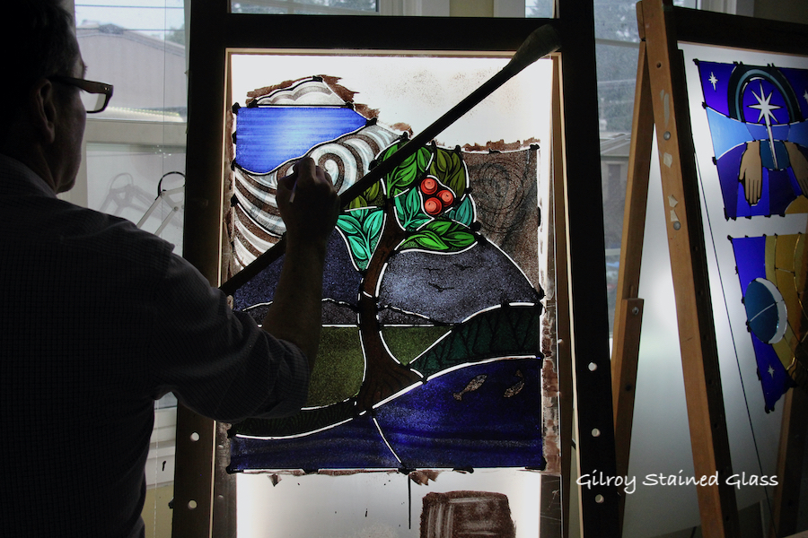 John painting "Creation" ©Gilroy Stained Glass